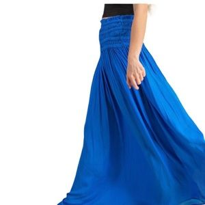 Bold bright blue boho maxi skirt